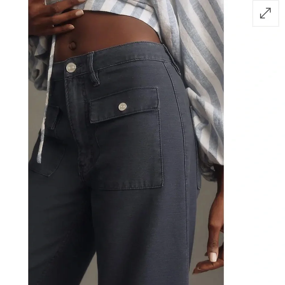 FRAME 70s Patch Pocket Crop Straight-Leg Jeans - Charcoal - Picture 4 of 5